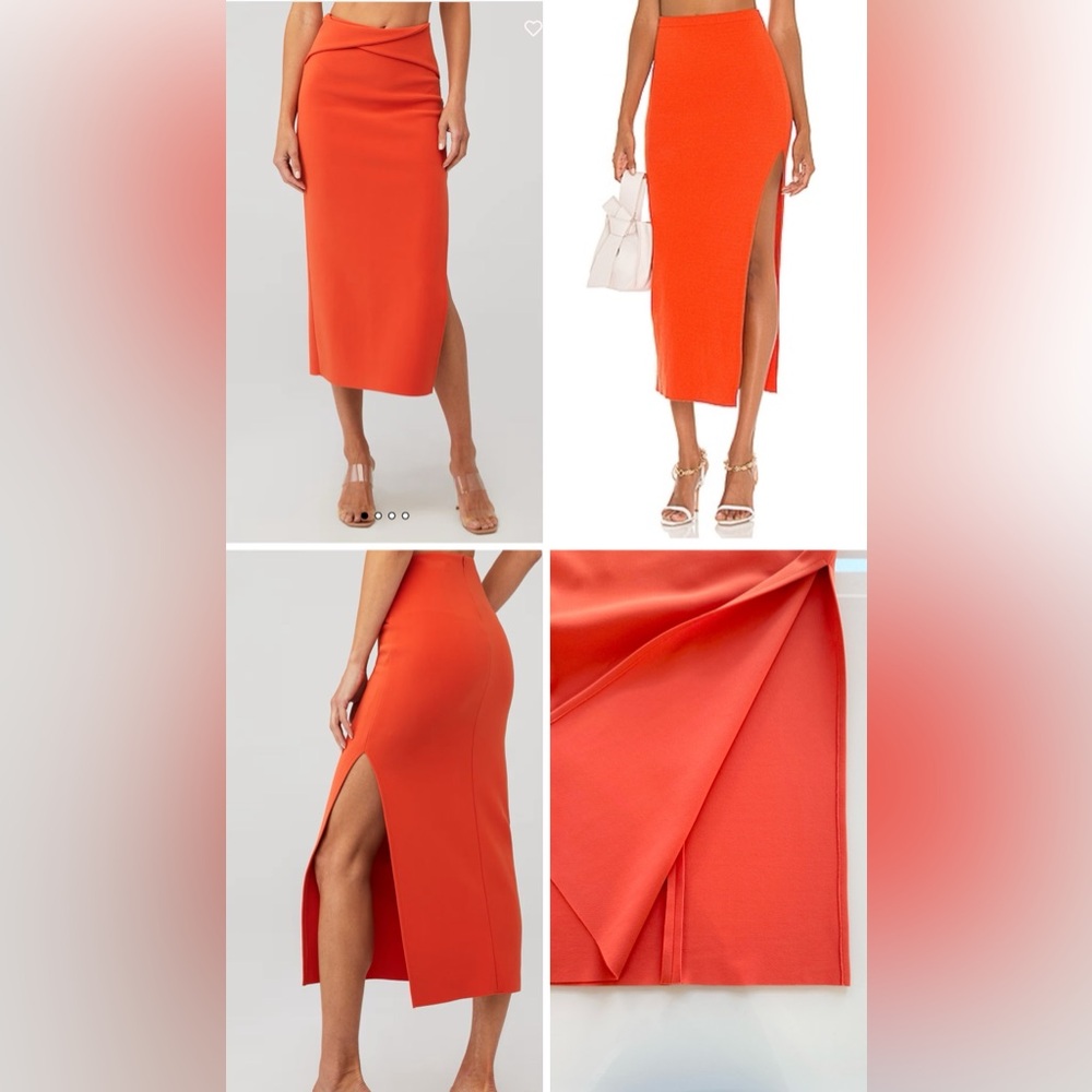 BEC + BRIDGE Clover Midi Skirt NWT Orange Wrap Slit Skirt